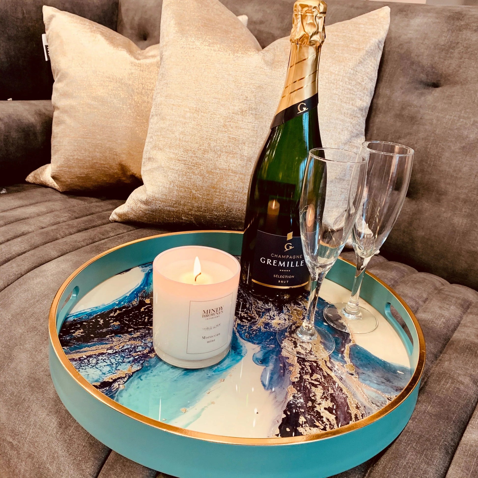 Marine Wonder Serving Tray - Aqua Finish