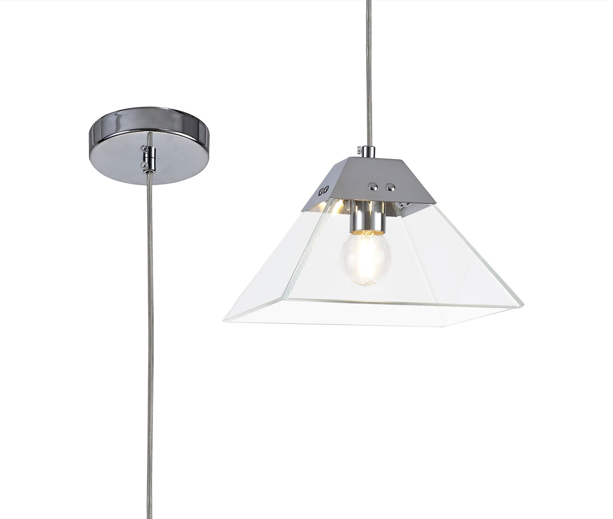 Corey 1Lt Pendant - Small/Large, Antique Brass/Polished Chrome