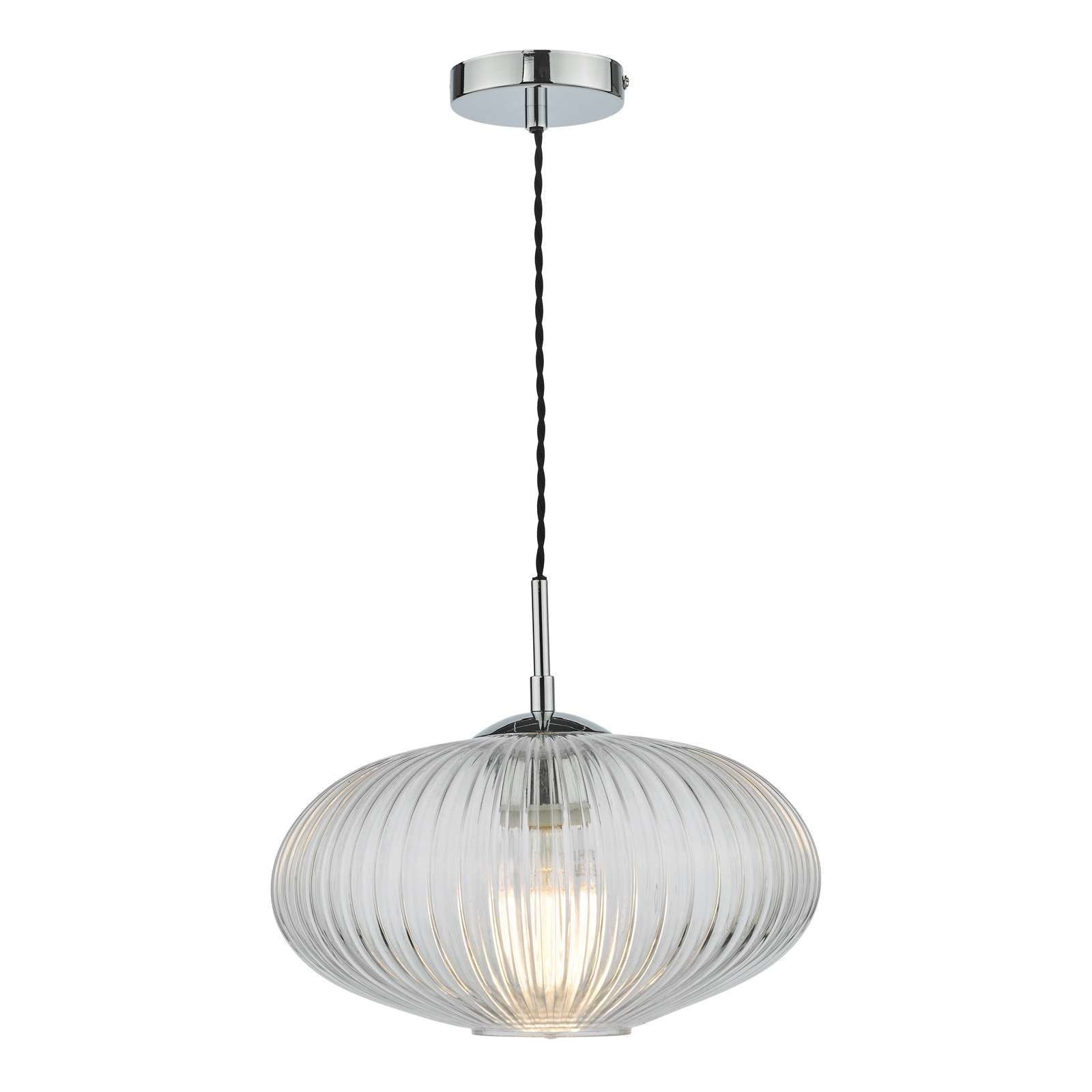 Edmond 1 Light Single Pendant Polished Chrome/Antique Brass Ribbed Glass