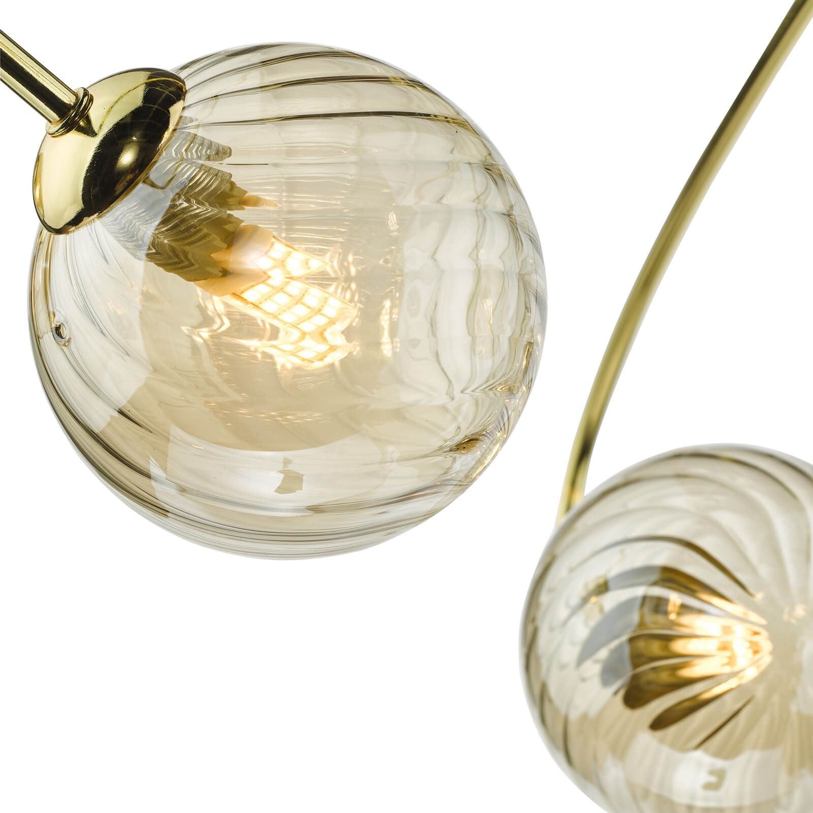 Dar Etta 6Lt Semi Flush Ceiling Light - Polished Gold & Champagne Glass Finish, IP20