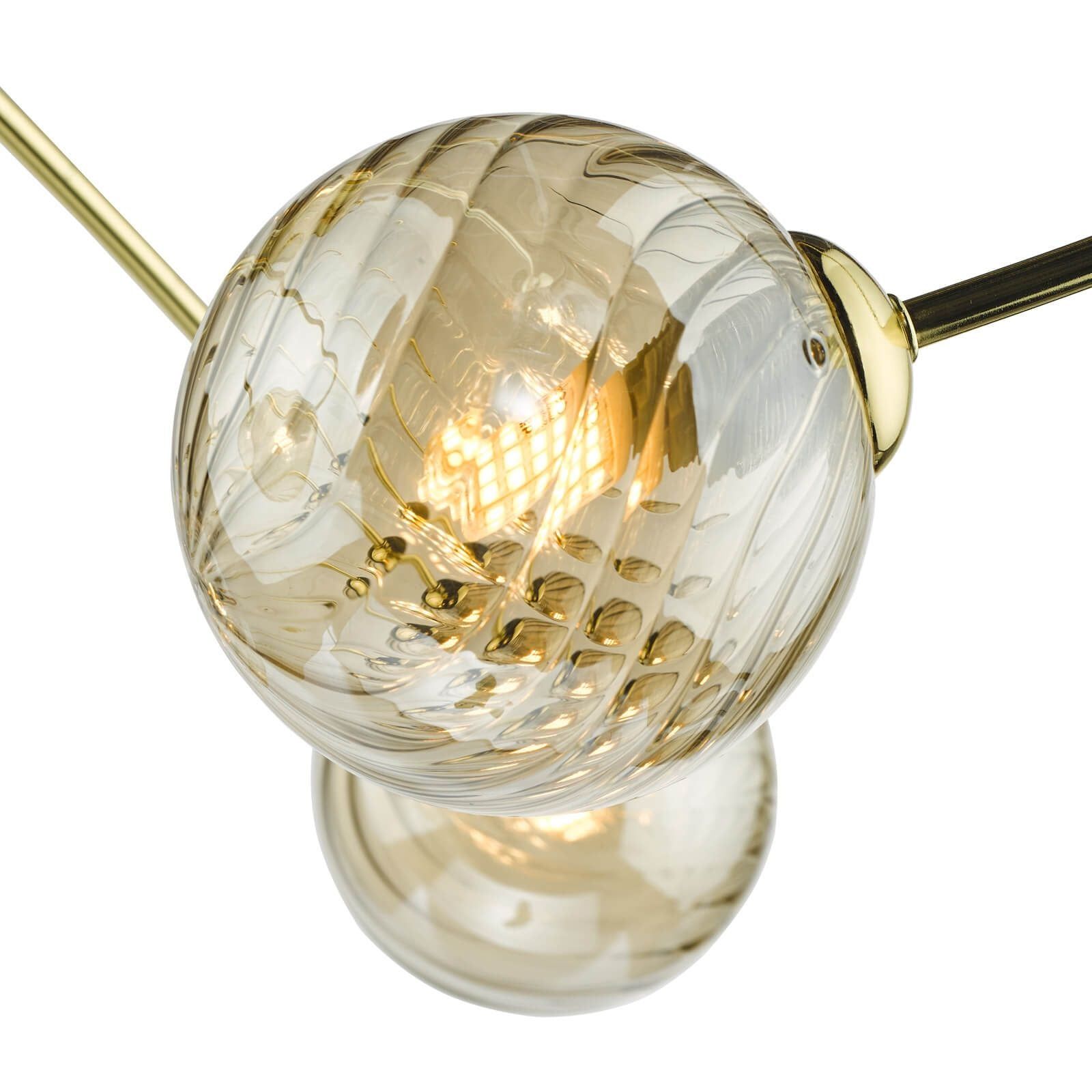 Dar Etta 6Lt Semi Flush Ceiling Light - Polished Gold & Champagne Glass Finish, IP20