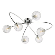 Dar Etta 6Lt Semi Flush Ceiling Light - Polished Chrome & Clear Glass Finish, IP20
