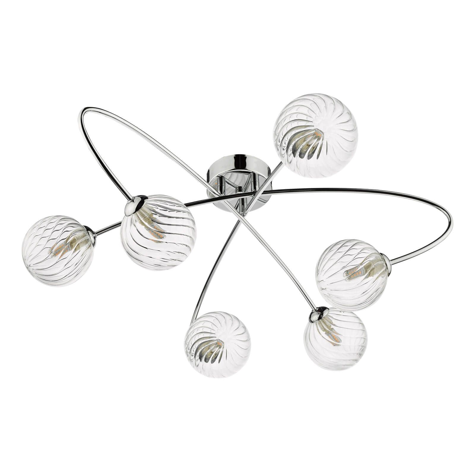Dar Etta 6Lt Semi Flush Ceiling Light - Polished Chrome & Clear Glass Finish, IP20