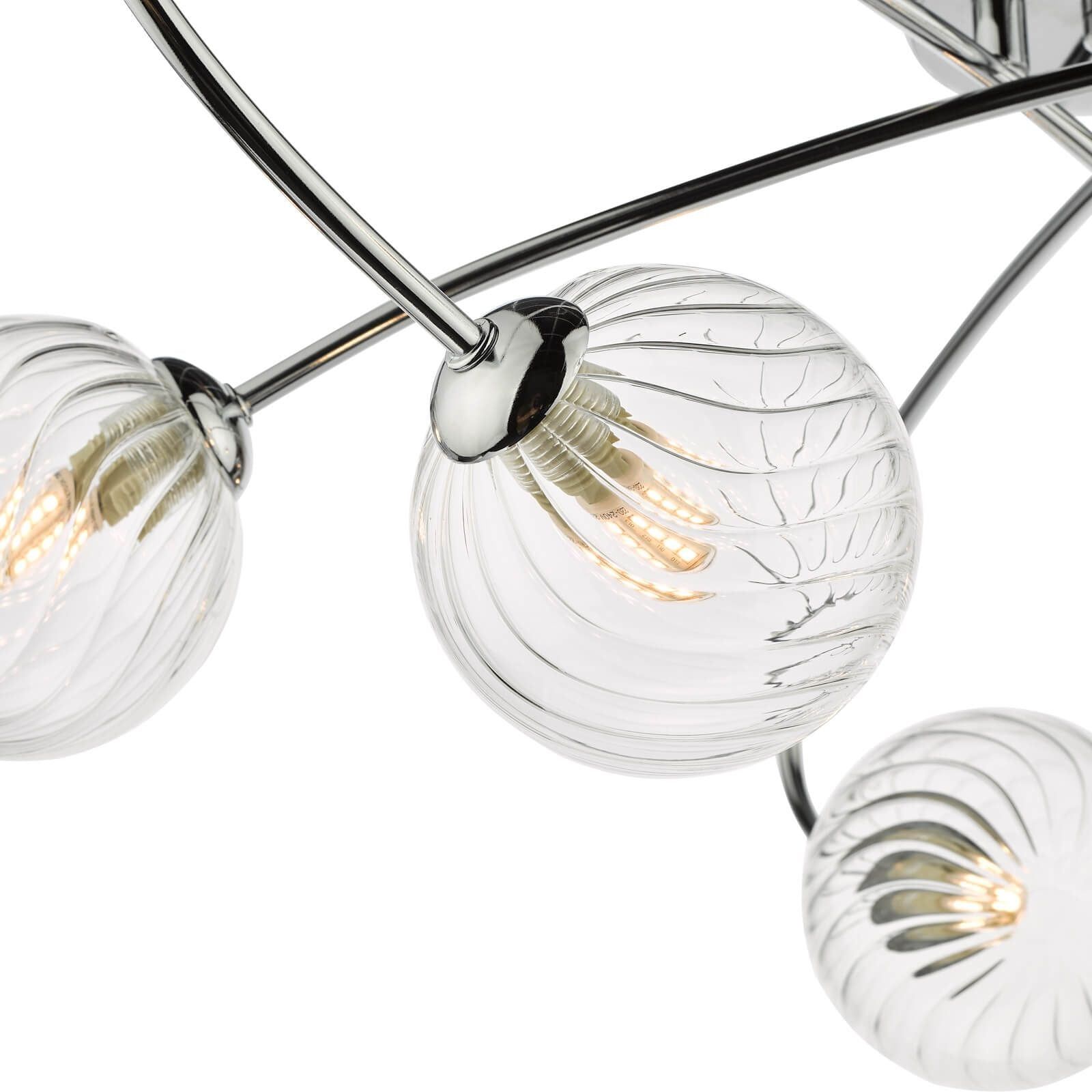 Dar Etta 6Lt Semi Flush Ceiling Light - Polished Chrome & Clear Glass Finish, IP20