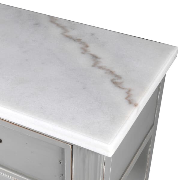 Stanley Distressed Grey 3 Drawer Console with Marble Top