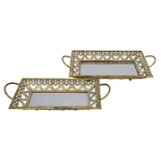 Claro Trays (Set of 2) - Antique Gold Finish