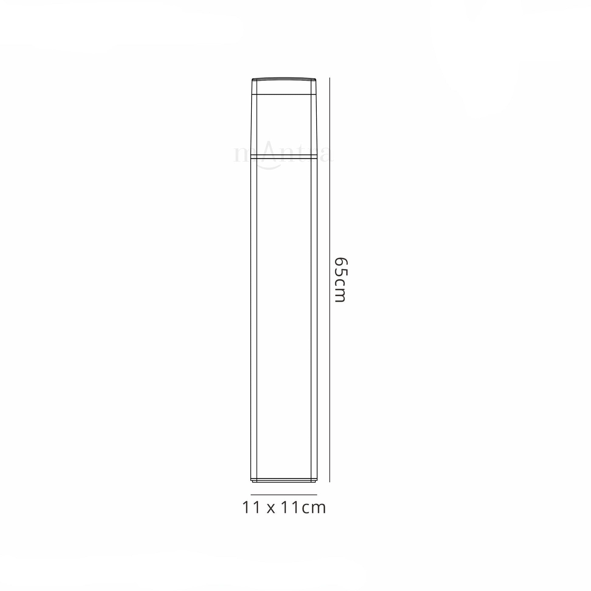 Chicago 65cm Square/Round Post Lamp, 1 x E27, IP65, Anthracite