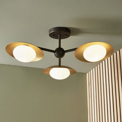 Satellite 3Lt Semi Flush, Dark Bronze Finish - Cusack Lighting