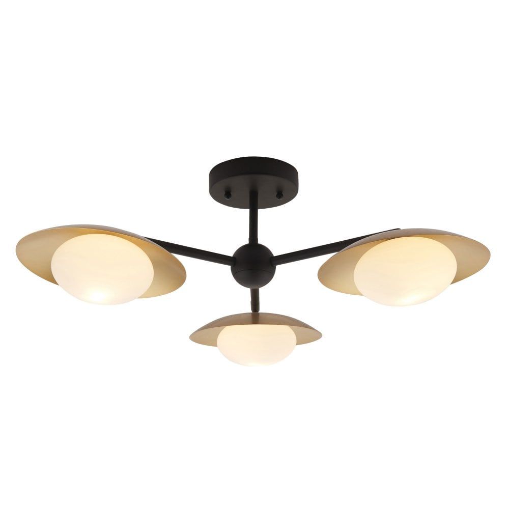 Satellite 3Lt Semi Flush, Dark Bronze Finish - Cusack Lighting