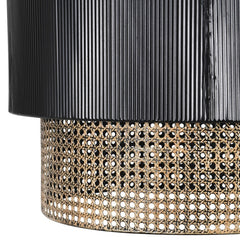 Astra Black and Rattan Effect Metal Pendant Light