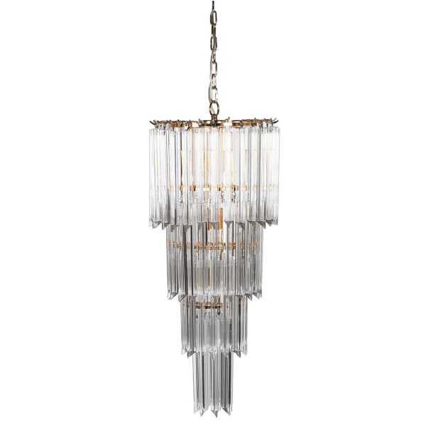 Bentley 8Lt Gold and Clear Glass 4 Tiered Chandelier