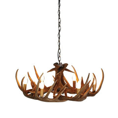 Forest Antler 6Lt Chandelier - Wood Finish