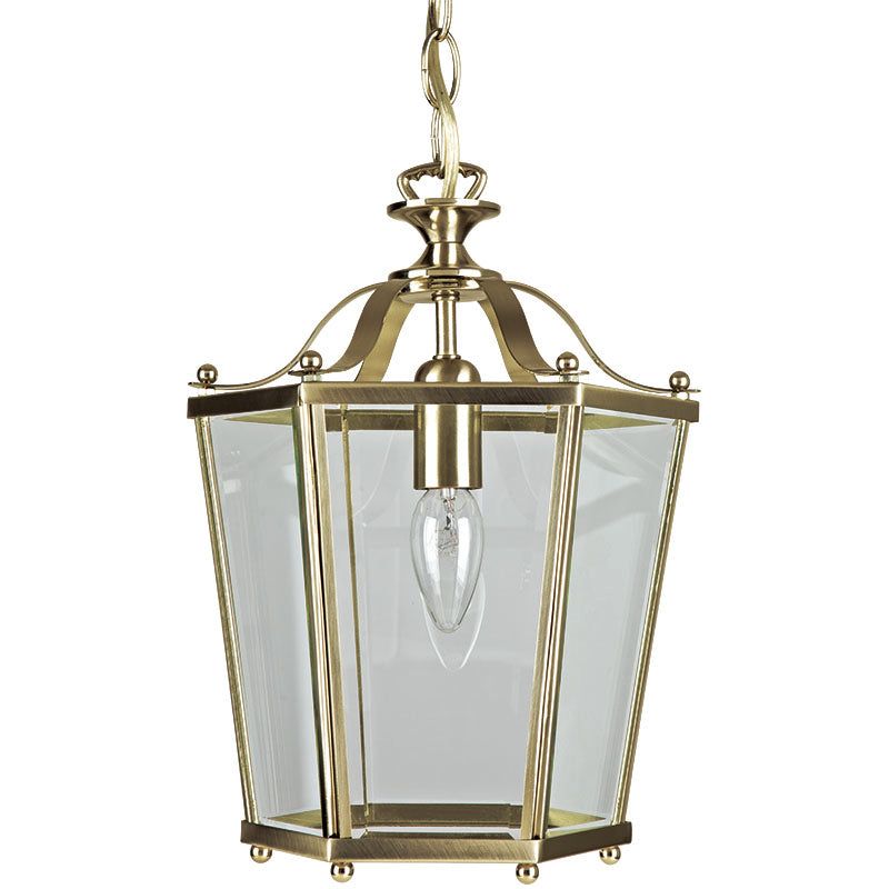 1Lt Panel Lantern, Antique Brass 