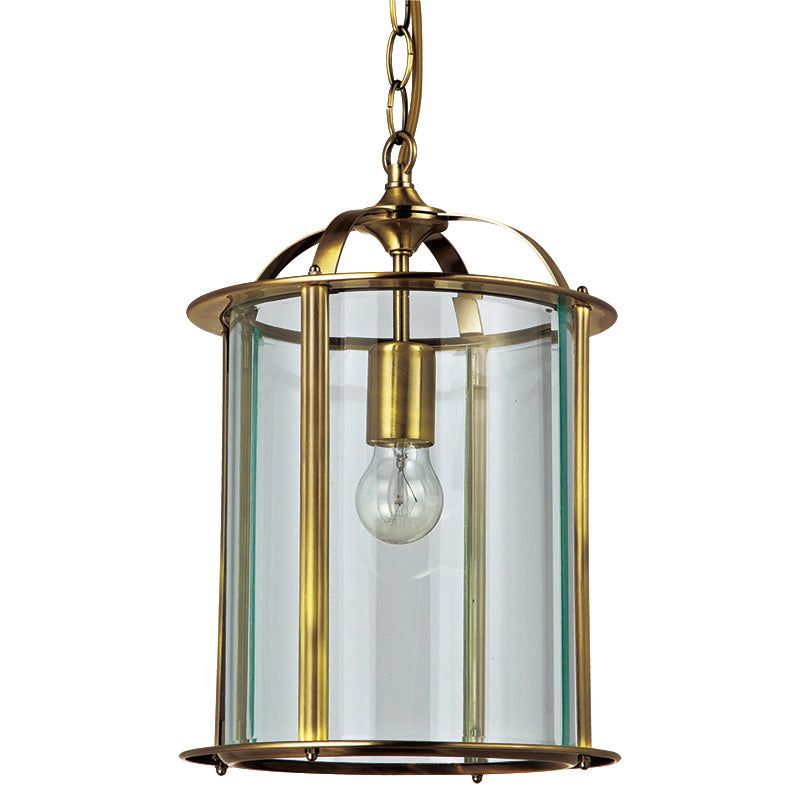 Julian 1Lt/4Lt Round Glass Lantern - Antique Brass / Satin Nickel