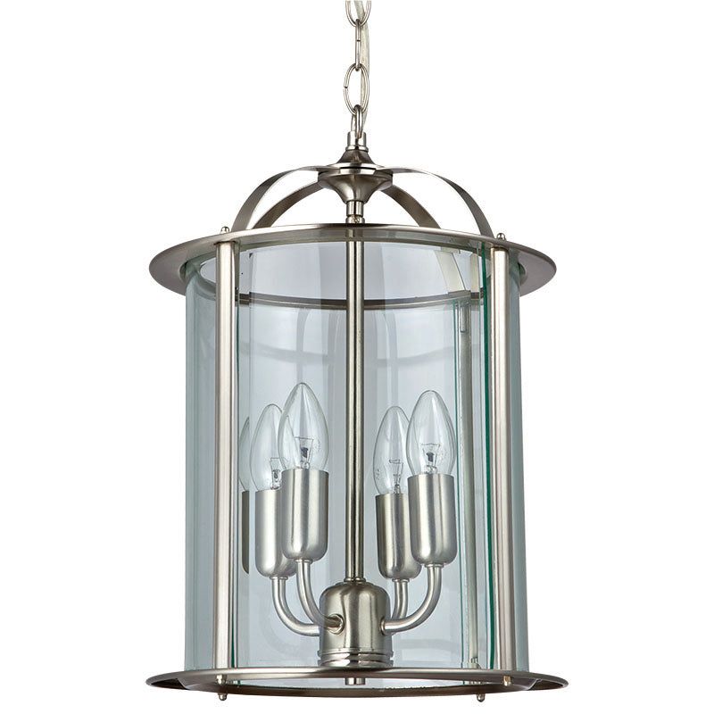 Julian 1Lt/4Lt Round Glass Lantern - Antique Brass / Satin Nickel