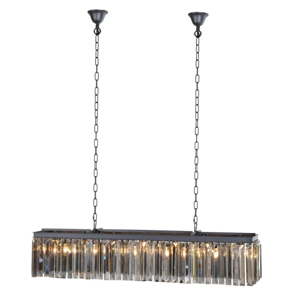 Presley 7Lt Smokey Glass Rectangular Chandelier