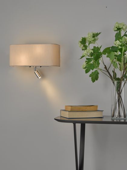 Ronda 3 Light Wall Light Grey/Ivory With LED Reading Light