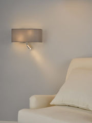 Ronda 3 Light Wall Light Grey/Ivory With LED Reading Light