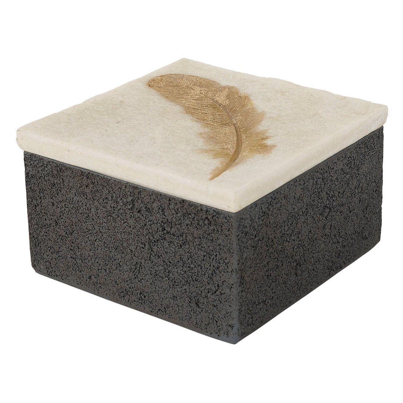 Feather Box Small - Gold & White Finish
