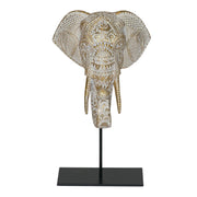 Elephant Small Head - Gold & White Finish