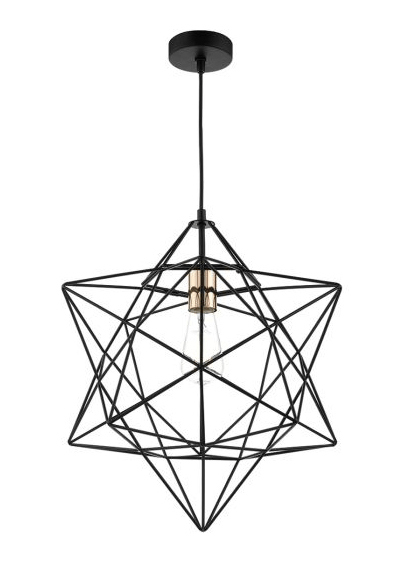 Luanda 1 Light Pendant Matt Black & Bright Copper Detail