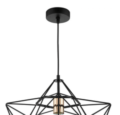 Luanda 1 Light Pendant Matt Black & Bright Copper Detail