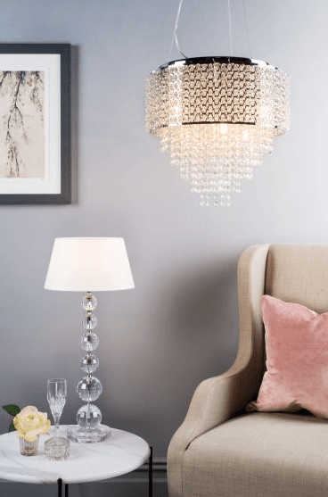 Acelynn 6 Light Pendant Polished Chrome & Crystal