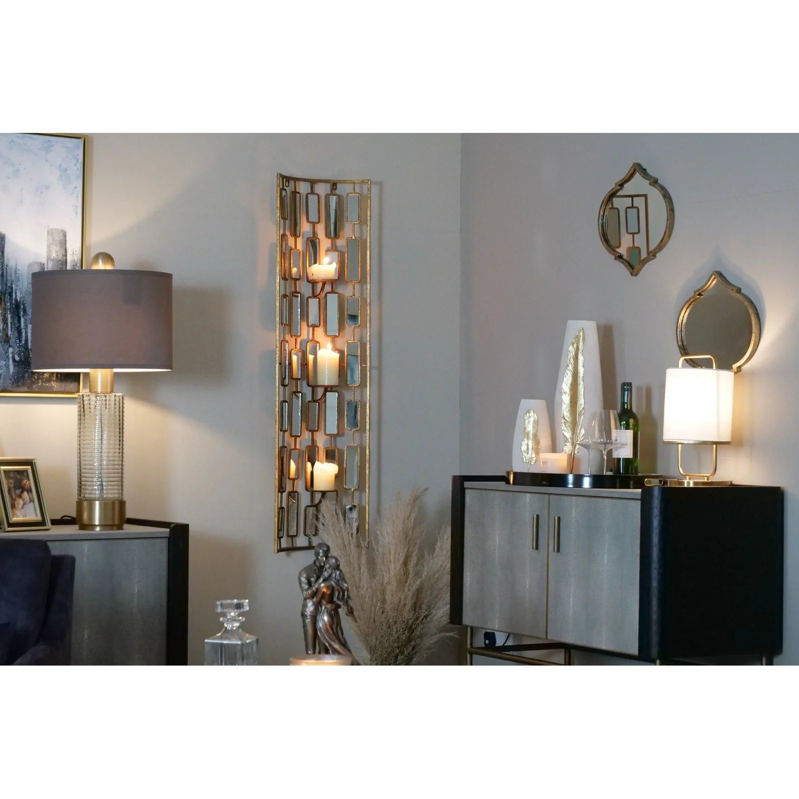 Limoges Bar Cabinet - Charcoal Black Oak Wood & Leatherette Finish
