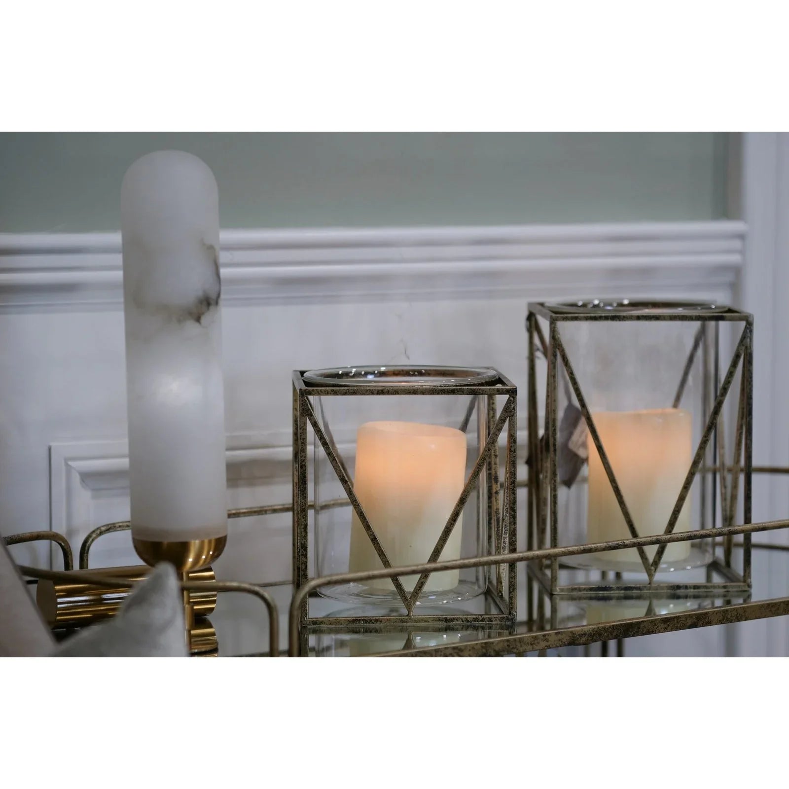Solomon Small/Large Candle Holder - Antique Gold Finish