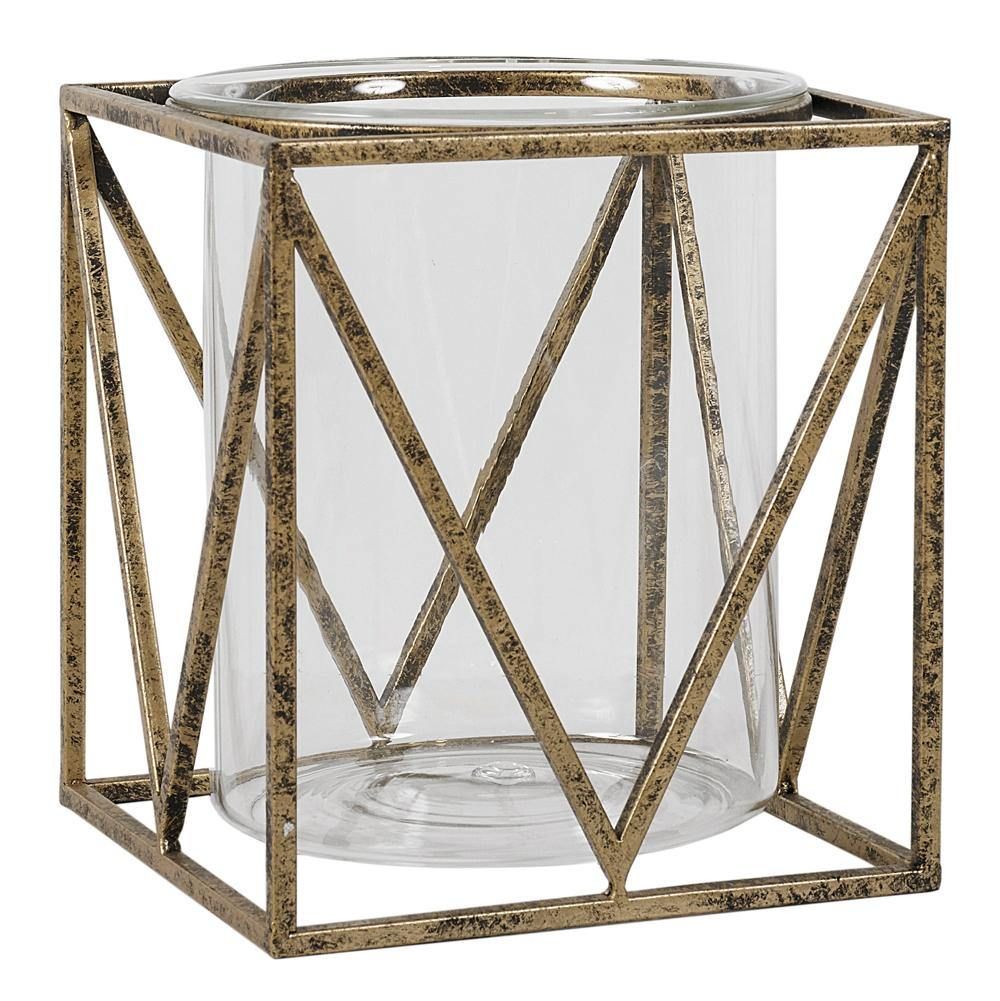 Solomon Small Candle Holder - Antique Gold Finish