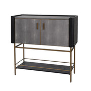 Limoges Bar Cabinet - Charcoal Black Oak Wood & Leatherette Finish
