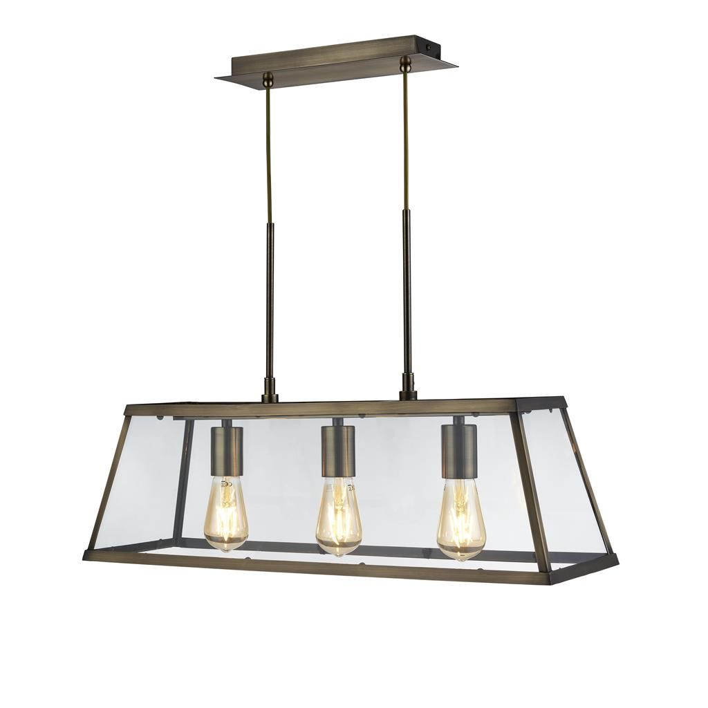 Voyager 3/5Lt Island/Kitchen Table Ceiling Light - Black/Chrome/Antique Brass Finish - Cusack Lighting