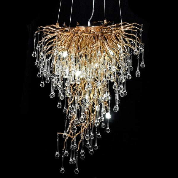 Twiggy 13Lt Oxid Gold Droplet Chandelier