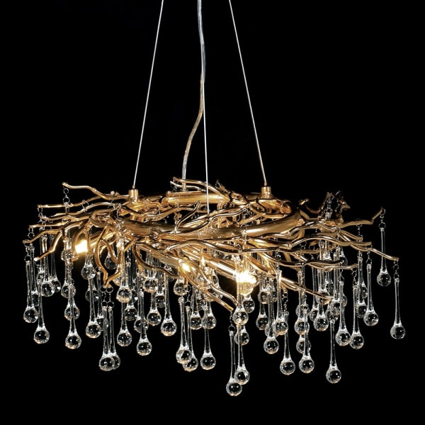 Twiggy 6Lt Oxid Gold Droplet Chandelier