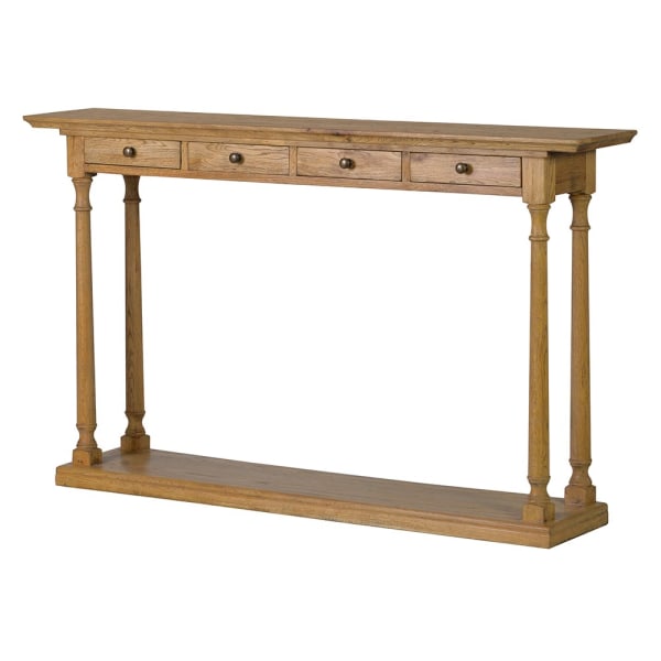 Thatcher Antique Oak 4 Drawer Console Table