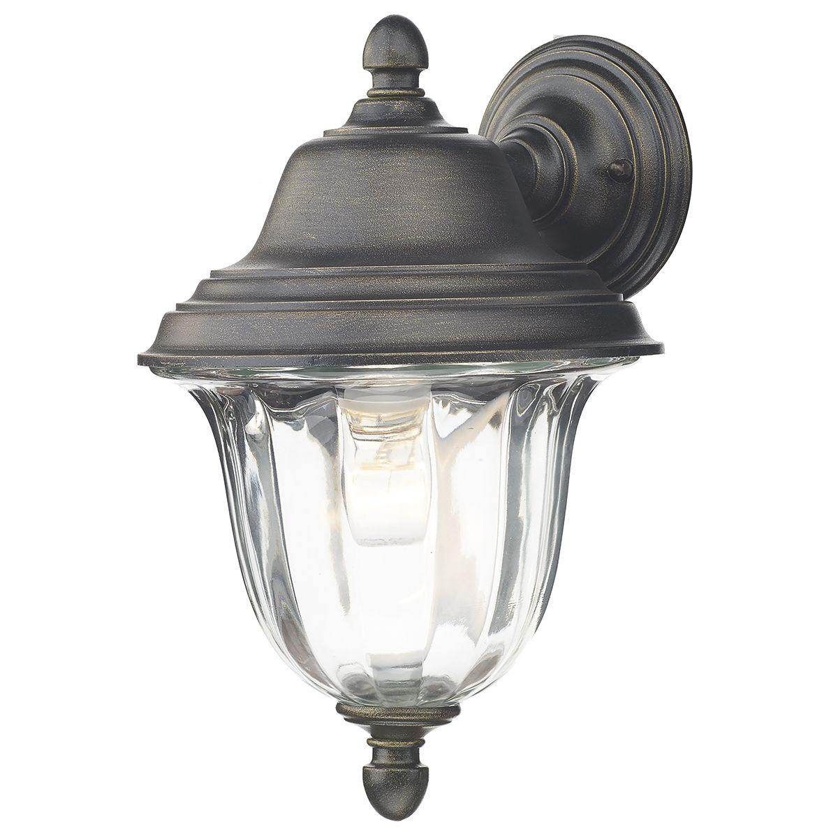 Dar Aldgate Wall Light Outdoor Black Gold IP44 - Cusack Lighting