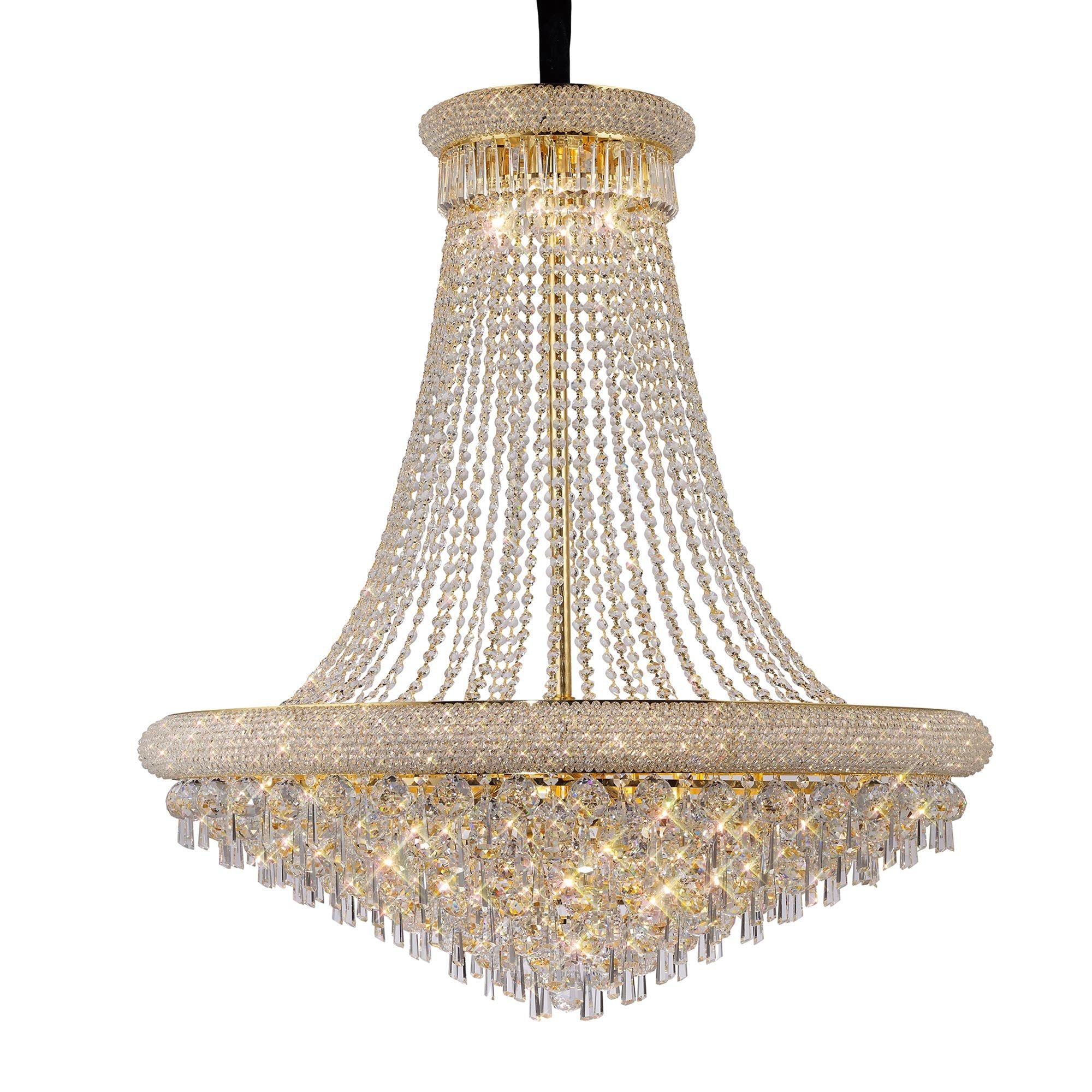 Alexandra Pendant 20 Light E14 Gold/Crystal - Cusack Lighting