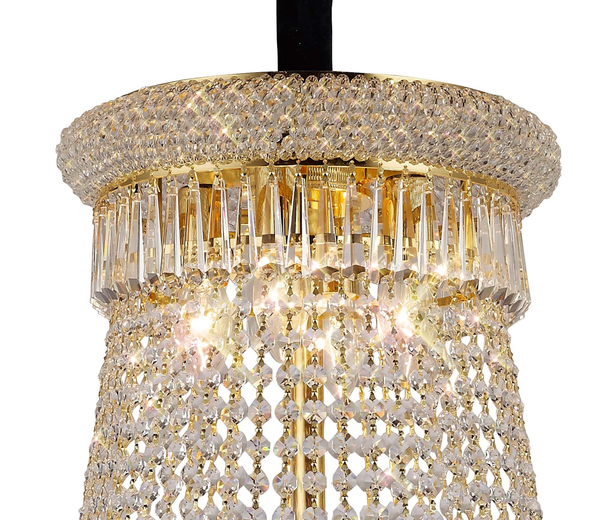 Alexandra Pendant 20 Light E14 Gold/Crystal - Cusack Lighting