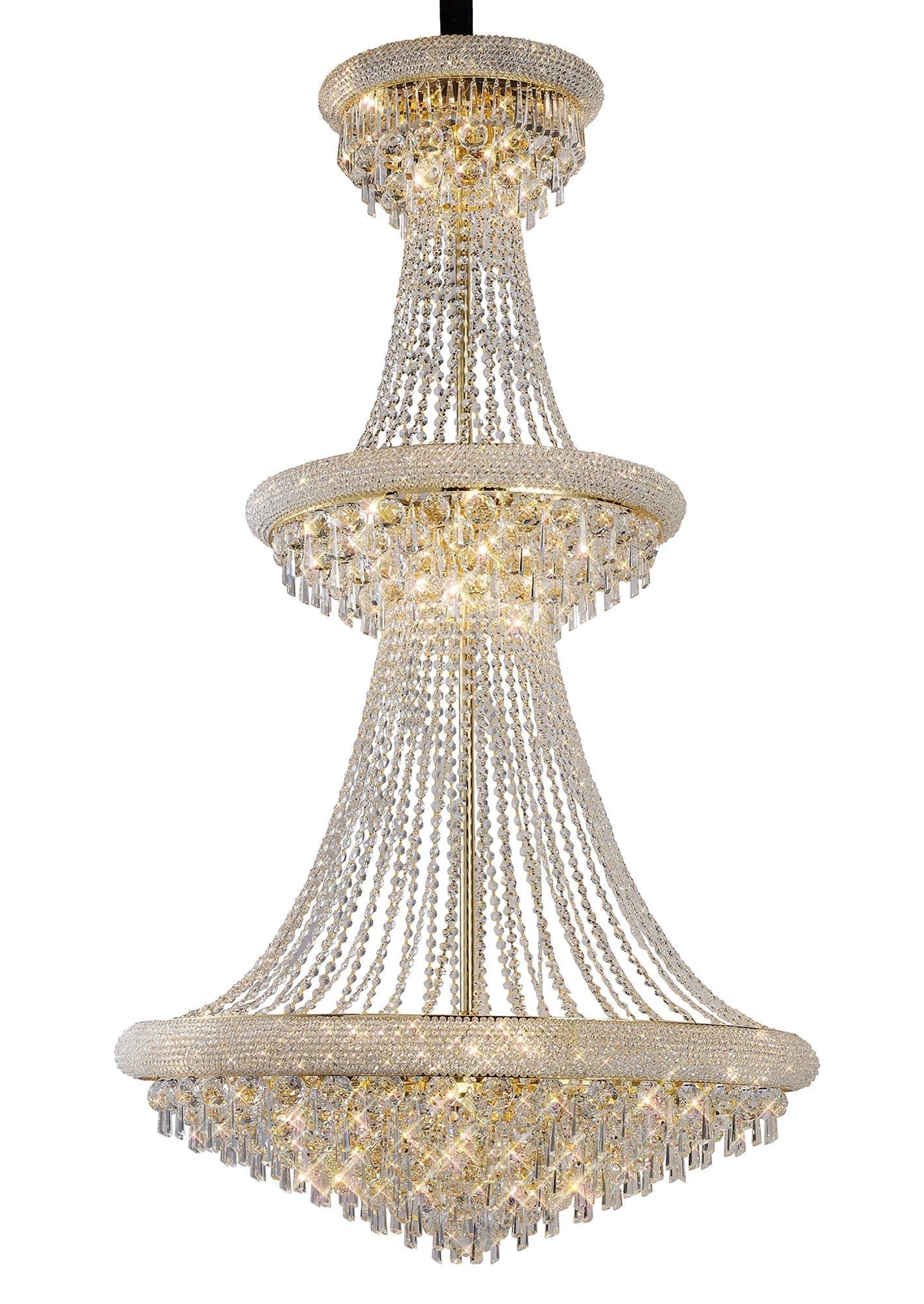 Alexandra Pendant 3 Tier 29 Light E14 Gold/Polished Chrome - Cusack Lighting