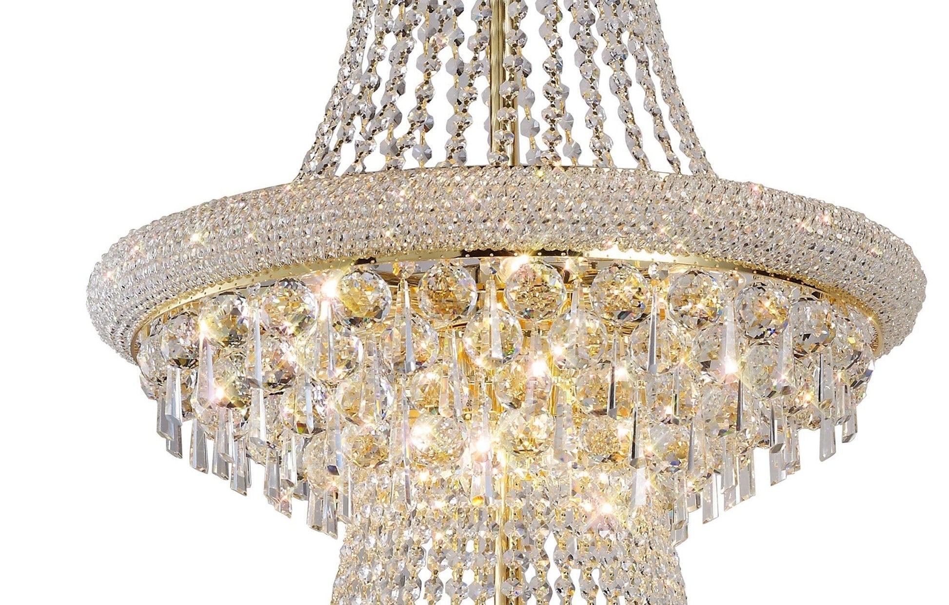 Alexandra Pendant 3 Tier 29 Light E14 Gold/Polished Chrome - Cusack Lighting