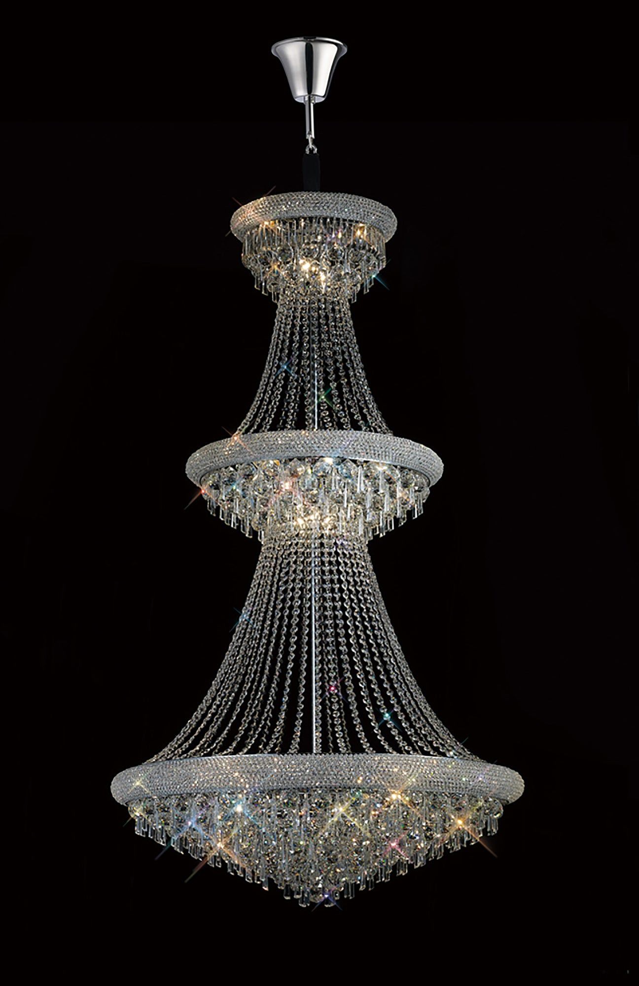 Alexandra Pendant 3 Tier 29 Light E14 Gold/Polished Chrome - Cusack Lighting