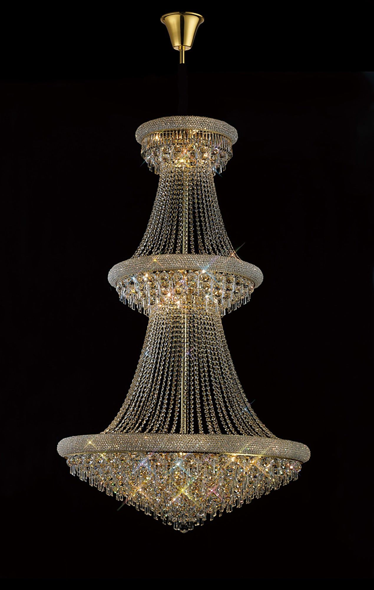 Alexandra Pendant 3 Tier 29 Light E14 Gold/Polished Chrome - Cusack Lighting