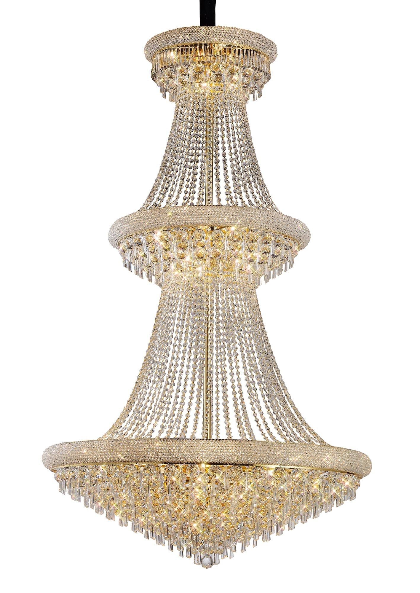 Alexandra Pendant 3 Tier 37 Light E14 Gold/Polished Chrome - Cusack Lighting