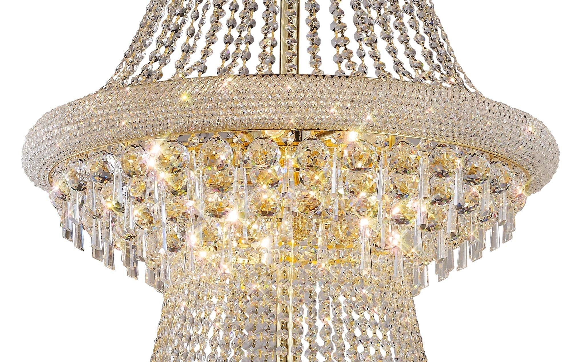 Alexandra Pendant 3 Tier 37 Light E14 Gold/Polished Chrome - Cusack Lighting