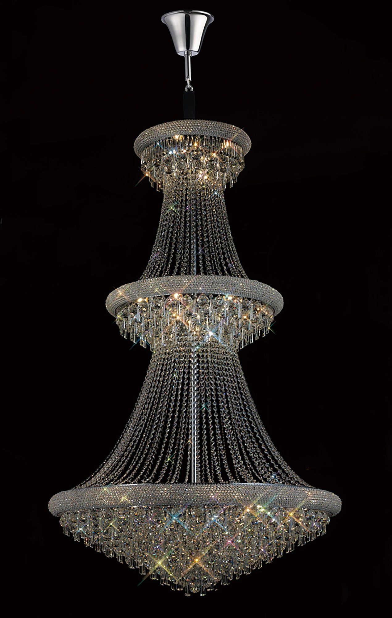 Alexandra Pendant 3 Tier 37 Light E14 Gold/Polished Chrome - Cusack Lighting