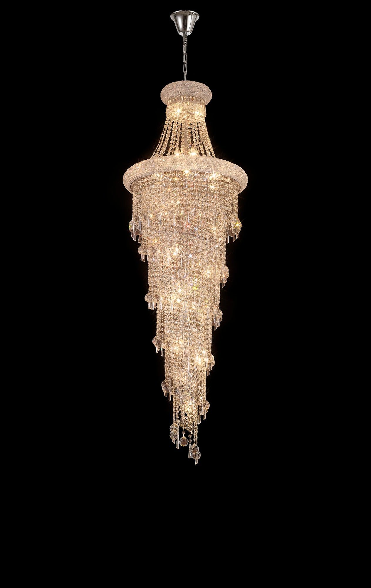 Alexandra Pendant 4 Tier 25 Light E14 Gold/Polished Chrome - Cusack Lighting