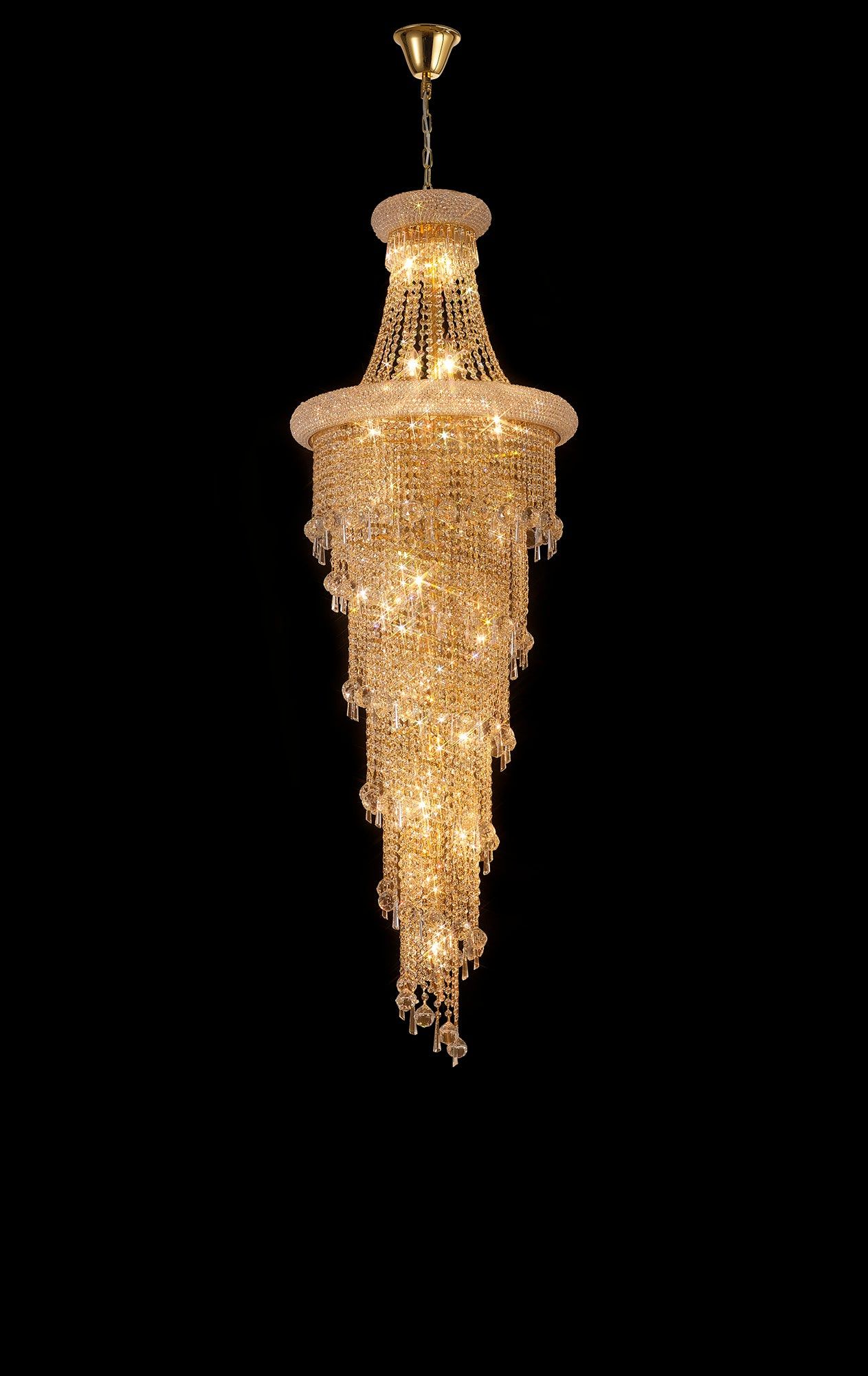 Alexandra Pendant 4 Tier 25 Light E14 Gold/Polished Chrome - Cusack Lighting
