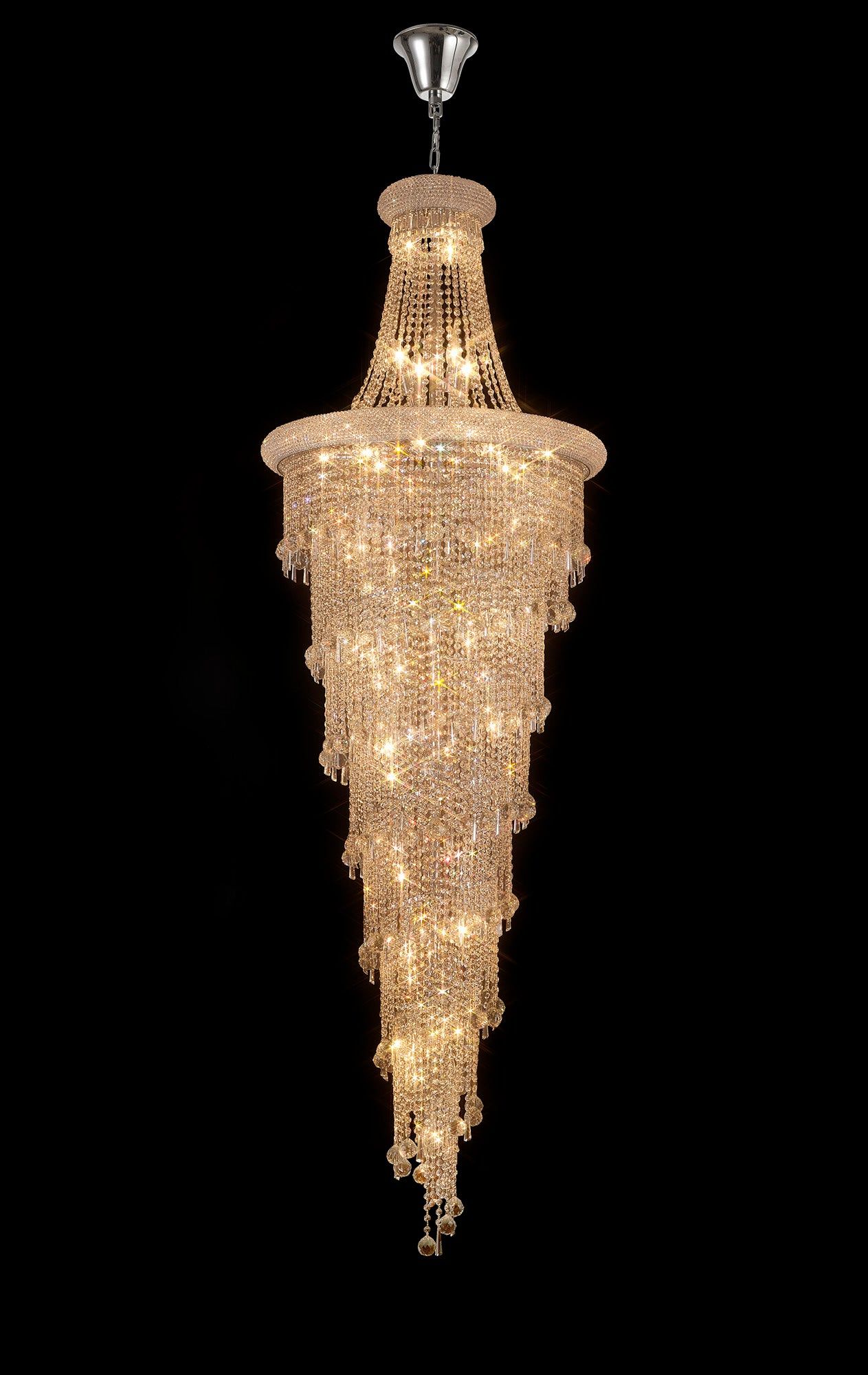 Alexandra Pendant 4 Tier 49 Light E14 Gold/Polished Chrome - Cusack Lighting