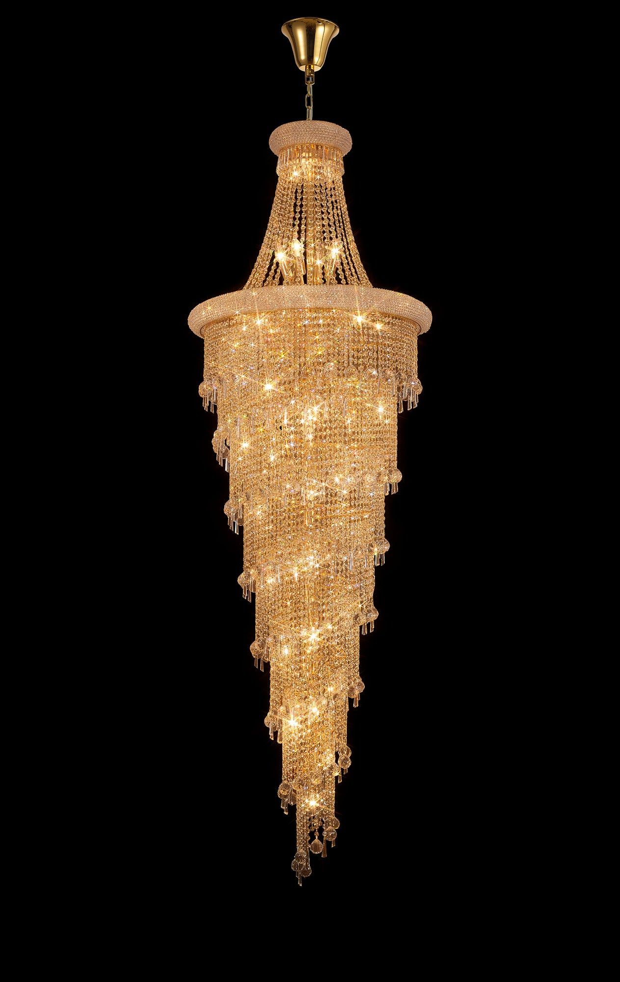 Alexandra Pendant 4 Tier 49 Light E14 Gold/Polished Chrome - Cusack Lighting