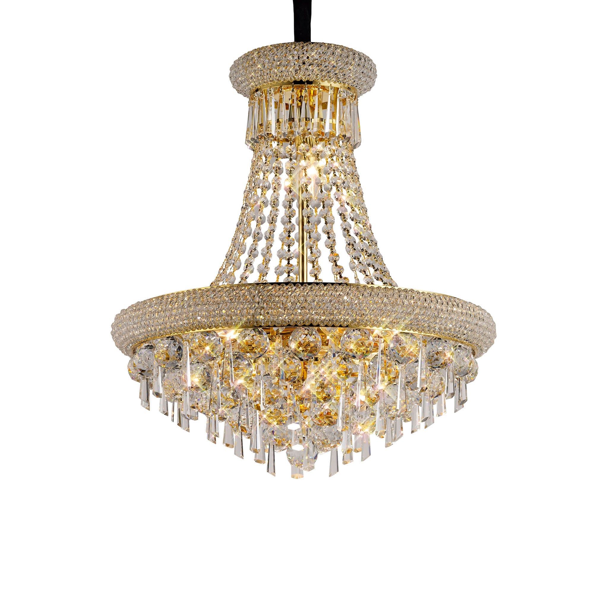 Alexandra Pendant 9 Light E14 Gold/Polished Chrome - Cusack Lighting
